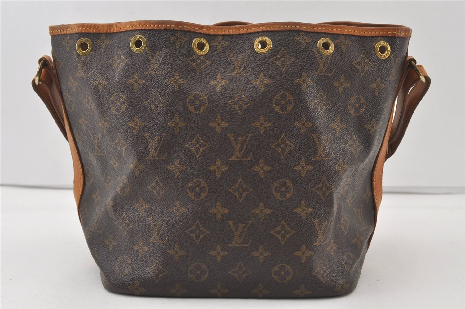 Authentic Louis Vuitton Monogram Petit Noe M42226 Shoulder Drawstring Bag 0141K