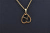 Authentic Christian Dior Gold Tone Heart Motif Chain Pendant Necklace CD 0142J