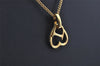 Authentic Christian Dior Gold Tone Heart Motif Chain Pendant Necklace CD 0142J