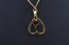 Authentic Christian Dior Gold Tone Heart Motif Chain Pendant Necklace CD 0142J