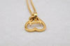 Authentic Christian Dior Gold Tone Heart Motif Chain Pendant Necklace CD 0142J