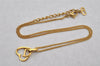 Authentic Christian Dior Gold Tone Heart Motif Chain Pendant Necklace CD 0142J