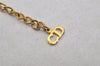 Authentic Christian Dior Gold Tone Heart Motif Chain Pendant Necklace CD 0142J