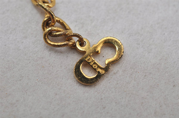 Authentic Christian Dior Gold Tone Heart Motif Chain Pendant Necklace CD 0142J