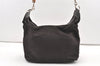 Authentic GUCCI Bamboo Vintage Shoulder Bag Purse Nylon Leather Brown 0142K