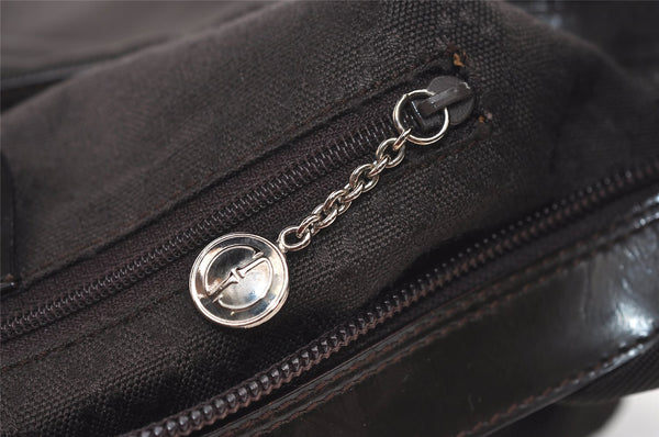 Authentic GUCCI Bamboo Vintage Shoulder Bag Purse Nylon Leather Brown 0142K