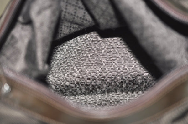 Authentic GUCCI Bamboo Vintage Shoulder Bag Purse Nylon Leather Brown 0142K