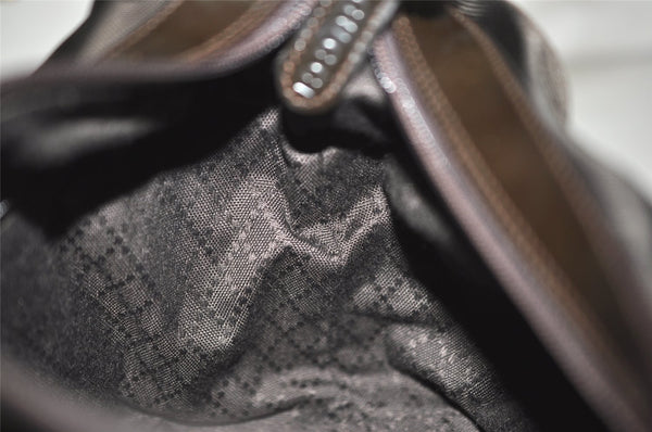 Authentic GUCCI Bamboo Vintage Shoulder Bag Purse Nylon Leather Brown 0142K