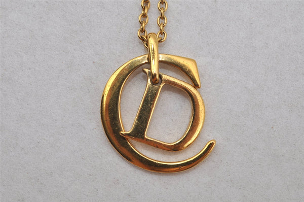 Authentic Christian Dior Gold Tone Chain Pendant Necklace CD 0143J