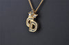 Authentic Christian Dior Gold Tone Chain Rhinestone Pendant Necklace CD 0144J