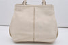 Authentic Salvatore Ferragamo Vara Ribbon Leather 2Way Tote Bag White SF 0145J