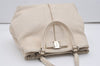 Authentic Salvatore Ferragamo Vara Ribbon Leather 2Way Tote Bag White SF 0145J