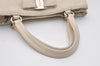 Authentic Salvatore Ferragamo Vara Ribbon Leather 2Way Tote Bag White SF 0145J