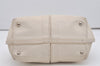 Authentic Salvatore Ferragamo Vara Ribbon Leather 2Way Tote Bag White SF 0145J