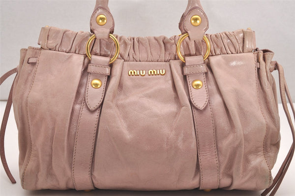 Authentic MIU MIU Vintage Leather 2Way Shoulder Tote Bag Pink 0146J