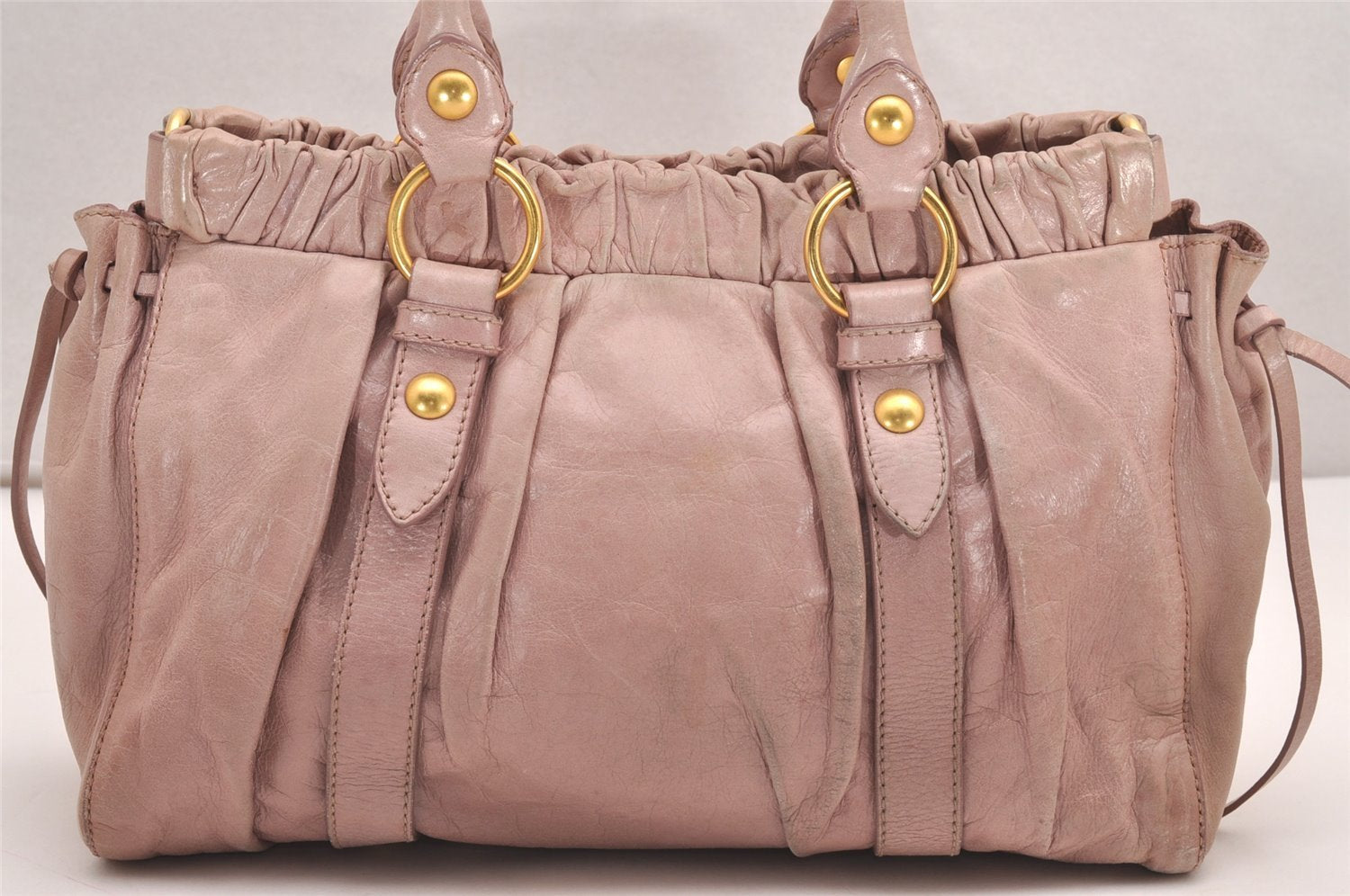 Authentic MIU MIU Vintage Leather 2Way Shoulder Tote Bag Pink 0146J