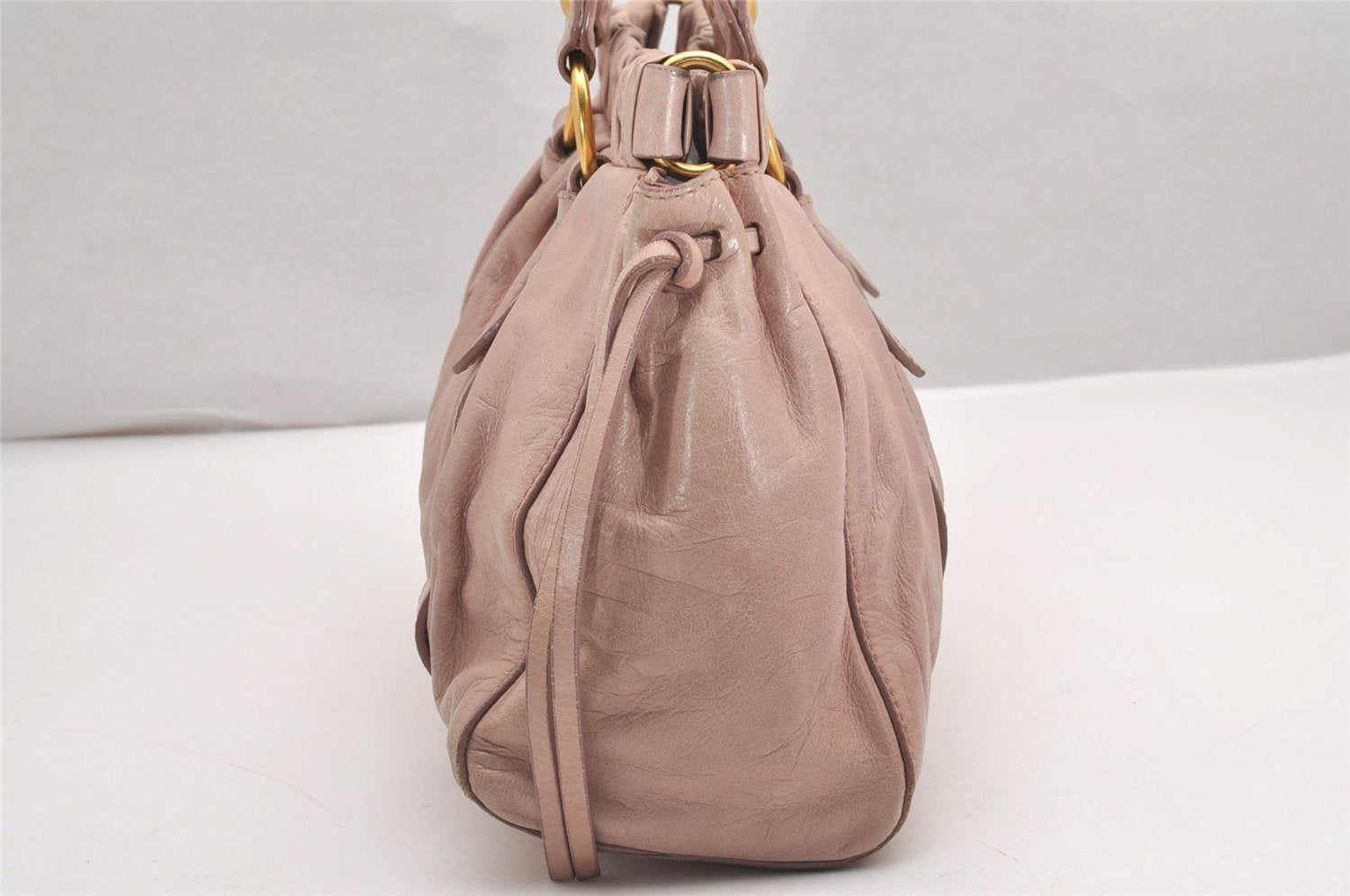 Authentic MIU MIU Vintage Leather 2Way Shoulder Tote Bag Pink 0146J
