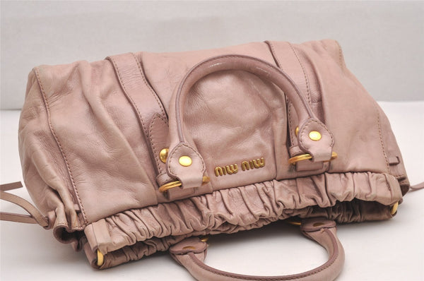 Authentic MIU MIU Vintage Leather 2Way Shoulder Tote Bag Pink 0146J