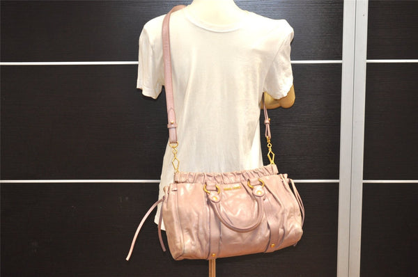 Authentic MIU MIU Vintage Leather 2Way Shoulder Tote Bag Pink 0146J