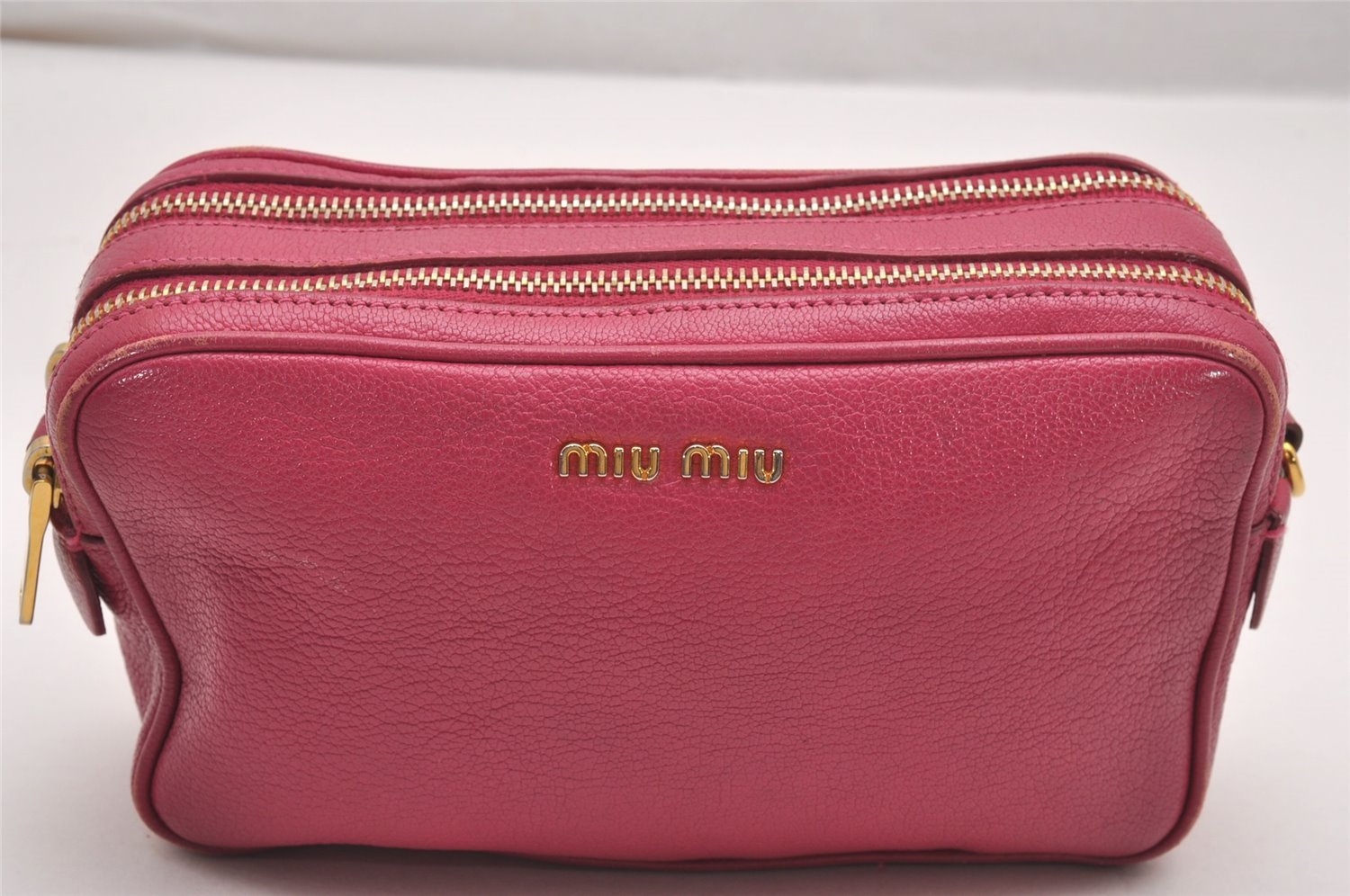 Authentic MIU MIU Madras Leather 2Way Shoulder Cross Bag Purse RT0539 Pink 0148J