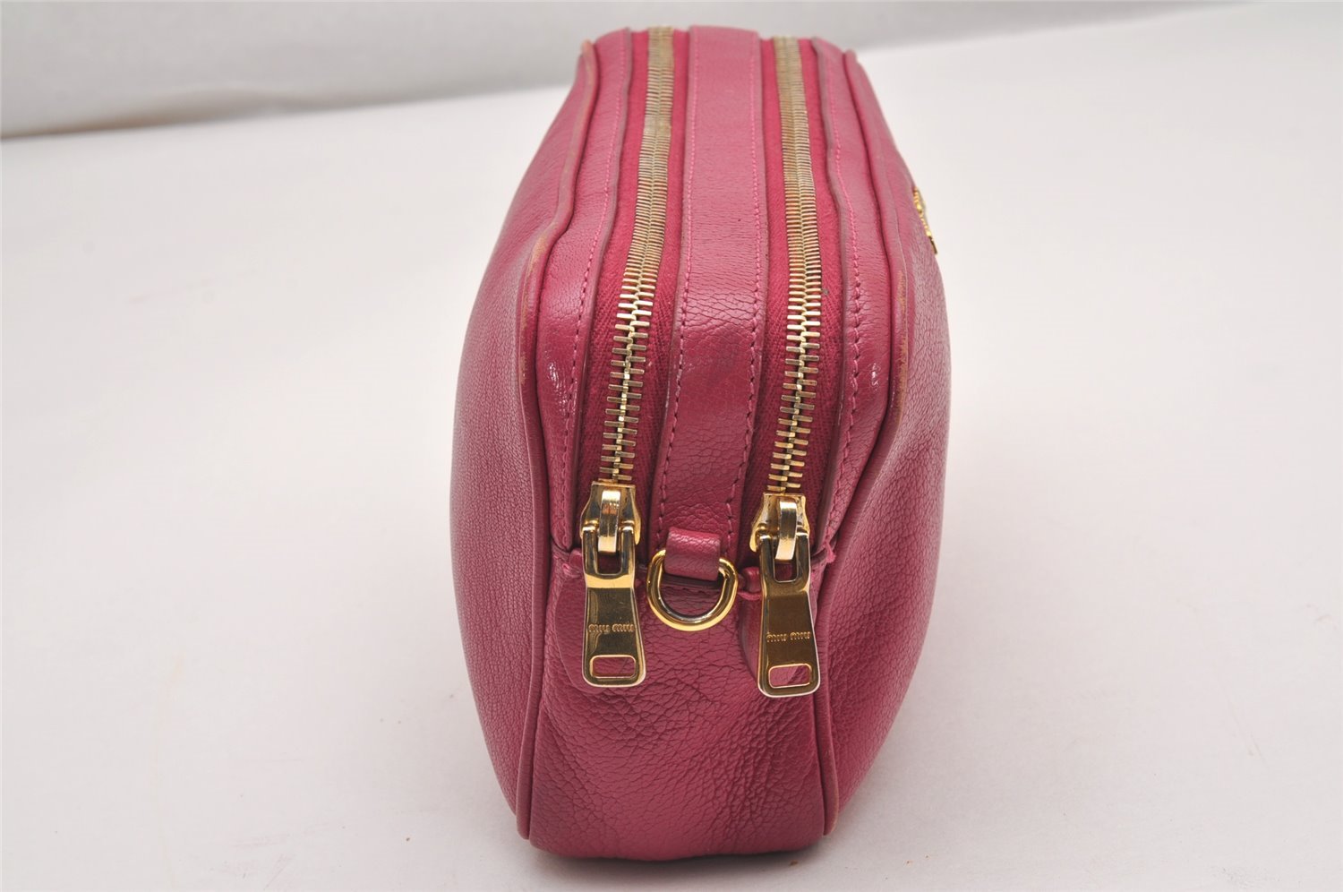 Authentic MIU MIU Madras Leather 2Way Shoulder Cross Bag Purse RT0539 Pink 0148J