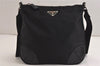 Authentic PRADA Nylon Tessuto Leather Shoulder Cross Body Bag Purse Black 0148K