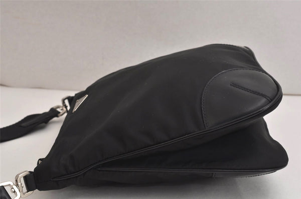 Authentic PRADA Nylon Tessuto Leather Shoulder Cross Body Bag Purse Black 0148K