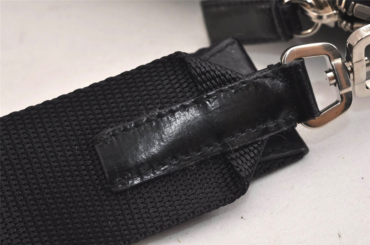 Authentic PRADA Nylon Tessuto Leather Shoulder Cross Body Bag Purse Black 0148K
