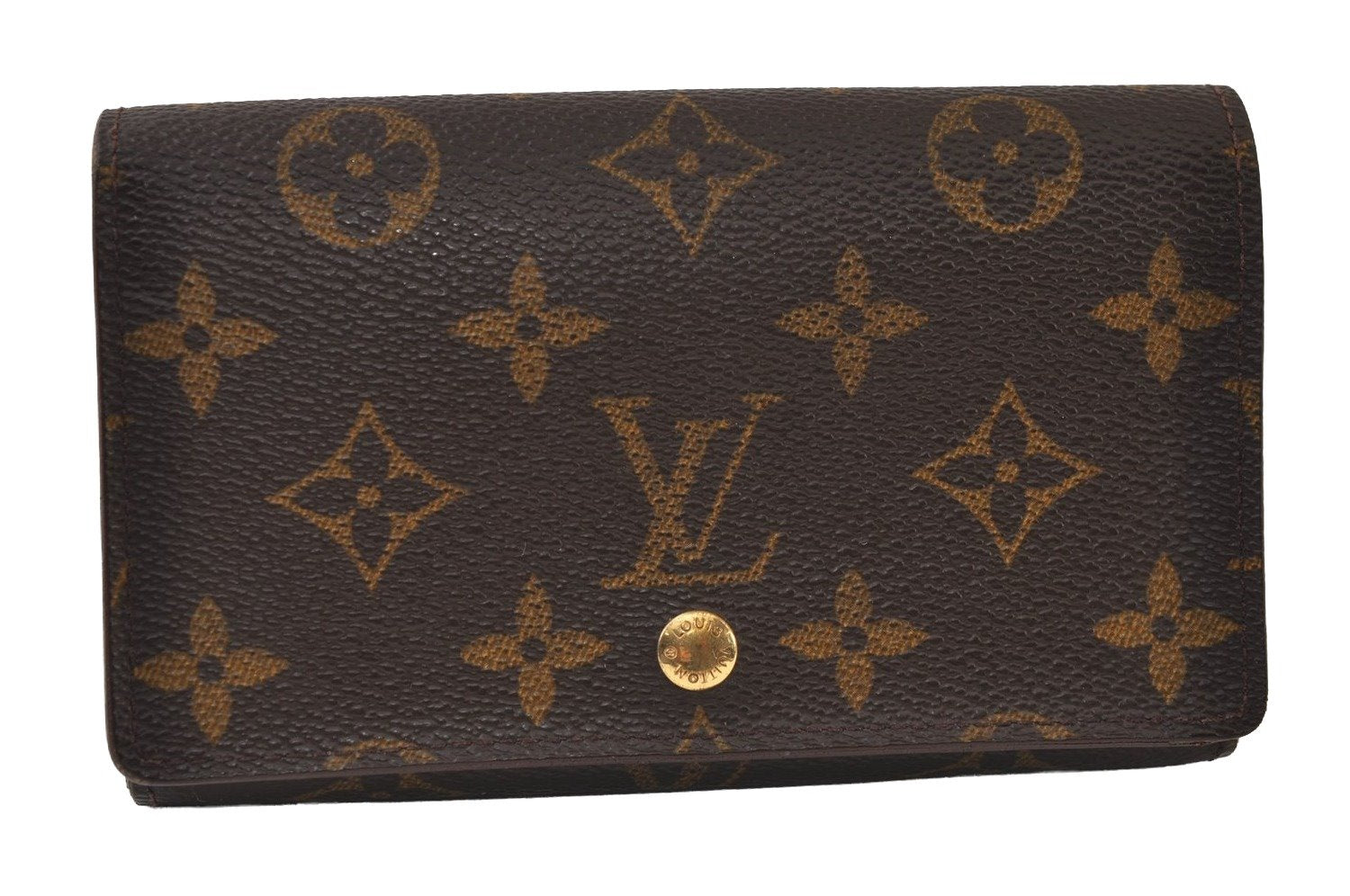 Auth Louis Vuitton Monogram Porte Monnaie Billets Tresor Wallet M61730 LV 0150J