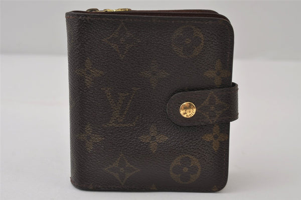 Authentic Louis Vuitton Monogram Compact Zip Bifold Wallet Purse M61667 LV 0152J