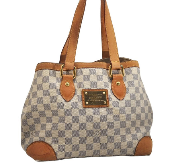 Authentic Louis Vuitton Damier Azur Hampstead PM N51207 Shoulder Tote Bag 0152K