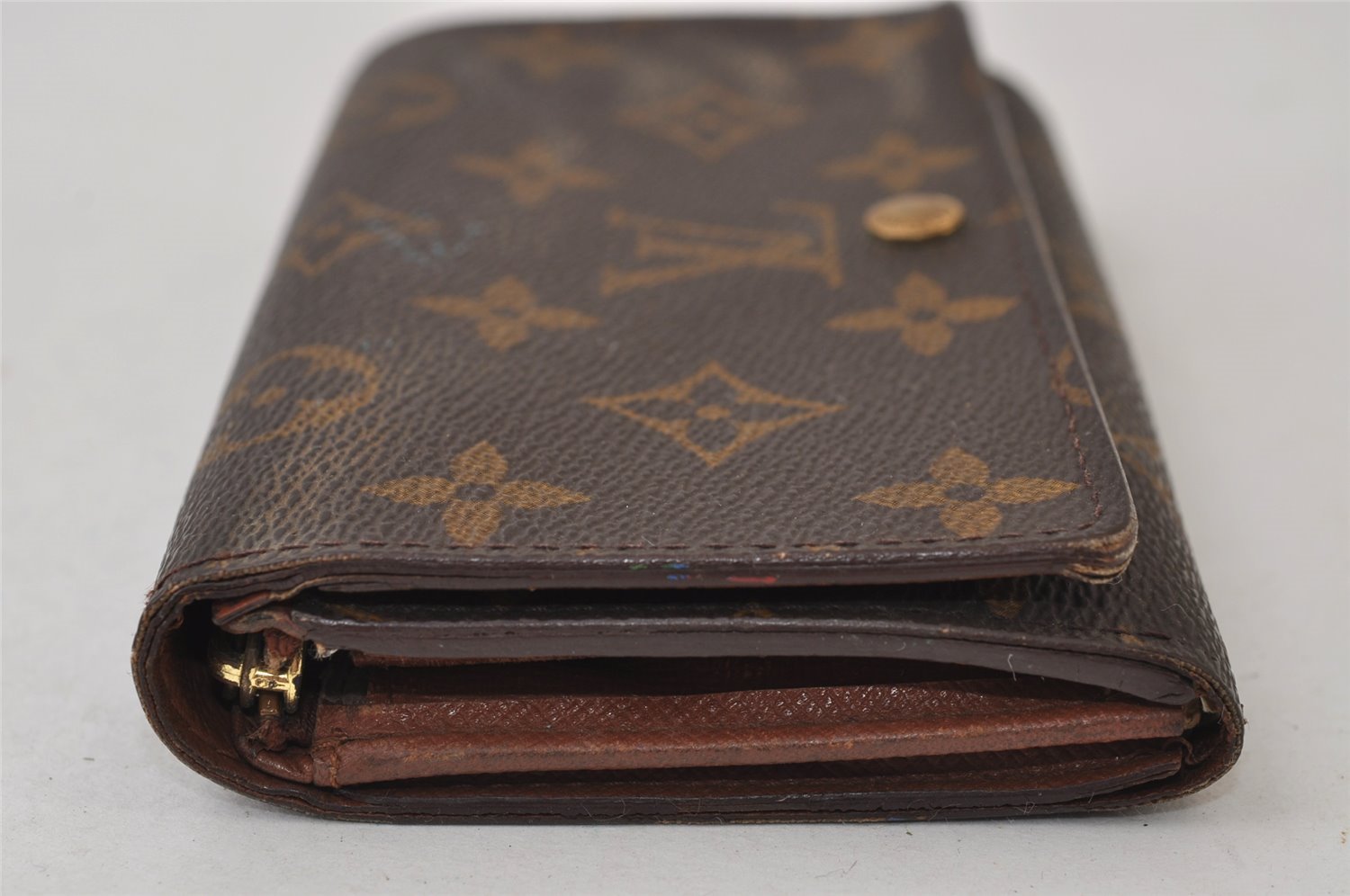 Auth Louis Vuitton Monogram Porte Monnaie Billets Tresor Wallet M61730 LV 0155J