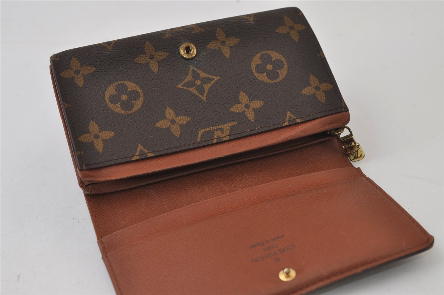 Auth Louis Vuitton Monogram Porte Monnaie Billets Tresor Wallet M61730 LV 0155J