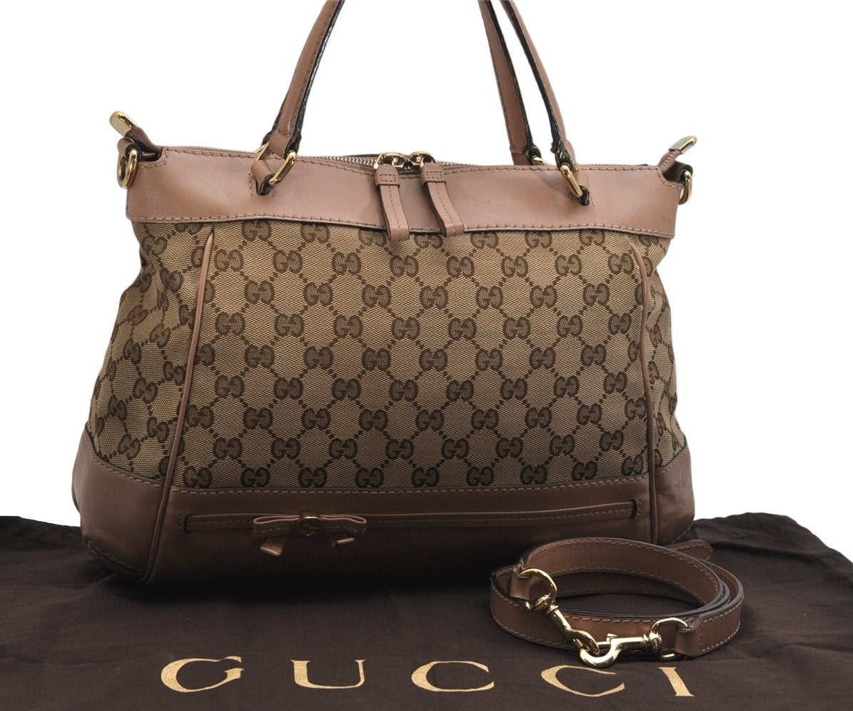 Authentic GUCCI Mayfair 2Way Tote Bag GG Canvas Leather 269894 Brown 0156K