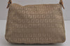 Auth FENDI Zucchino Mamma Baguette Shoulder Bag Canvas Leather Beige 0157K