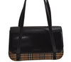 Authentic Burberrys Nova Check Leather Shoulder Hand Bag Purse Black 0158K