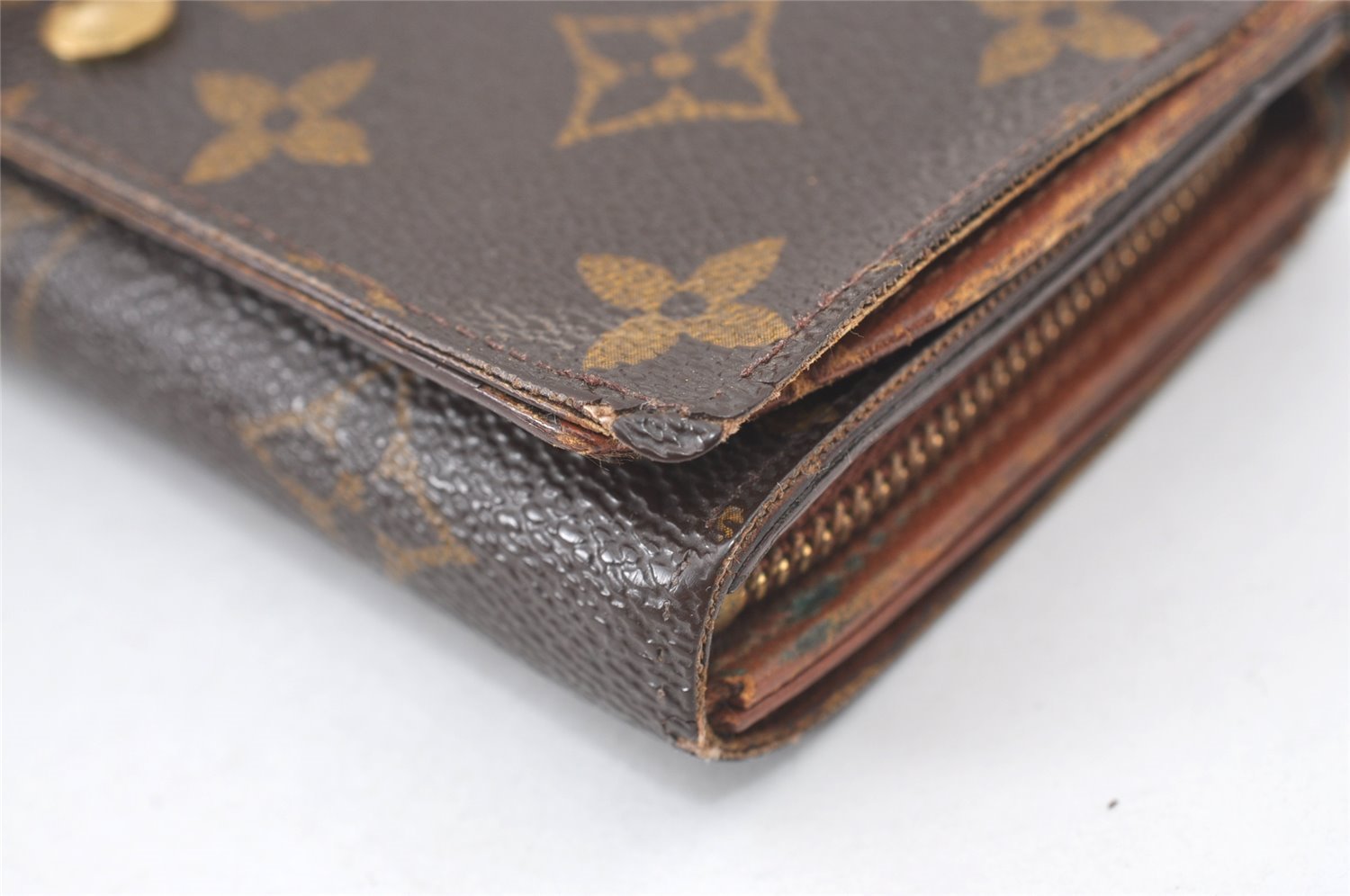 Auth Louis Vuitton Monogram Porte Monnaie Billets Tresor Wallet LV Junk 0159J