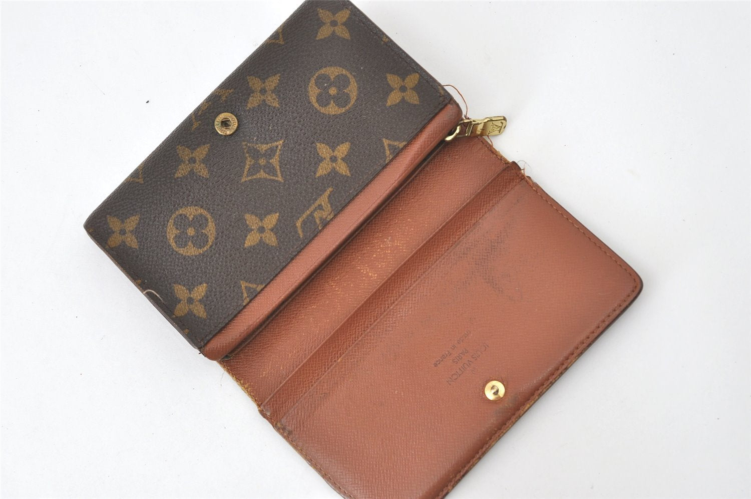 Auth Louis Vuitton Monogram Porte Monnaie Billets Tresor Wallet LV Junk 0159J