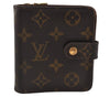 Authentic Louis Vuitton Monogram Compact Zip Bifold Wallet M61667 LV Junk 0161J