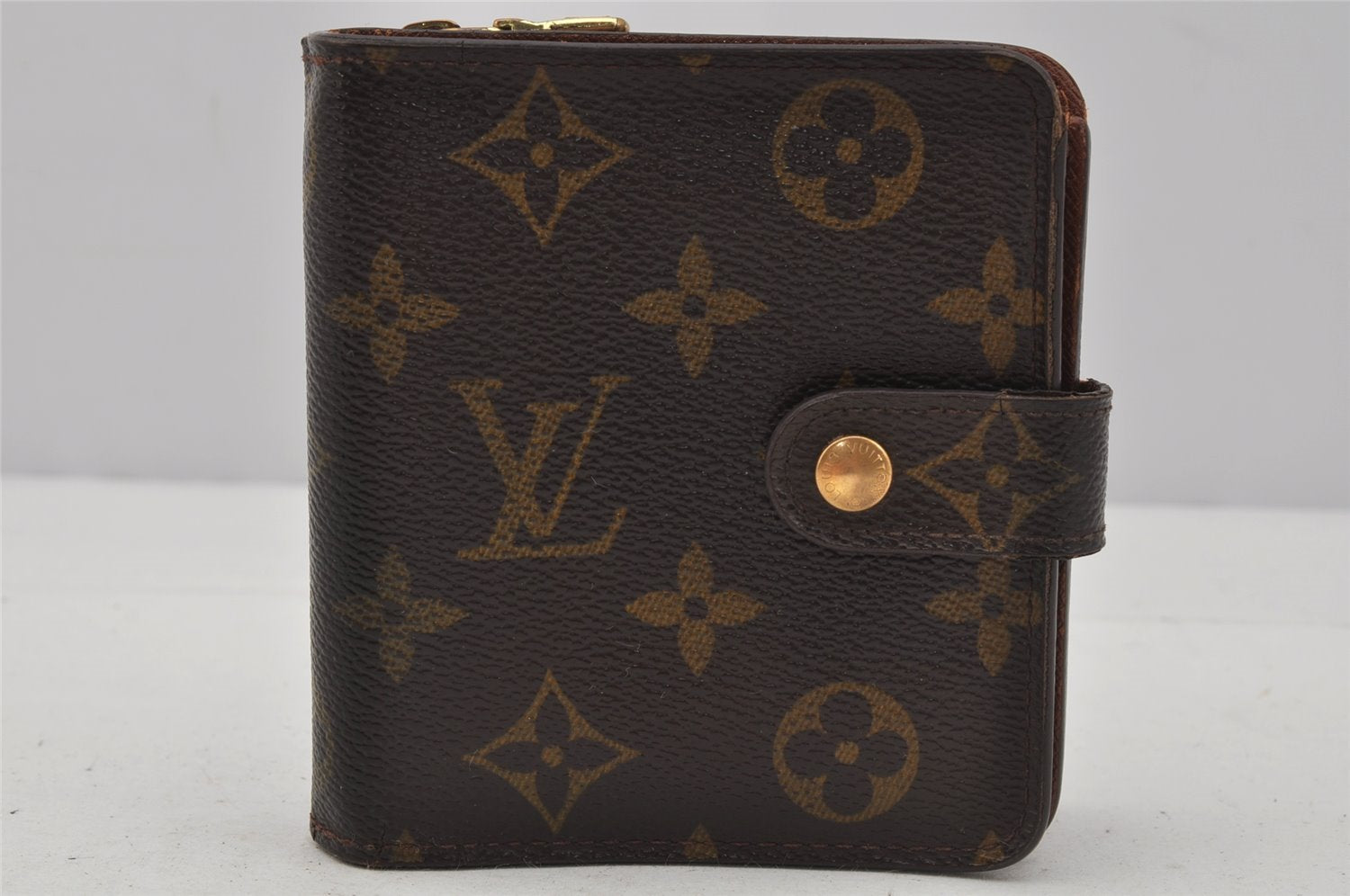 Authentic Louis Vuitton Monogram Compact Zip Bifold Wallet M61667 LV Junk 0161J