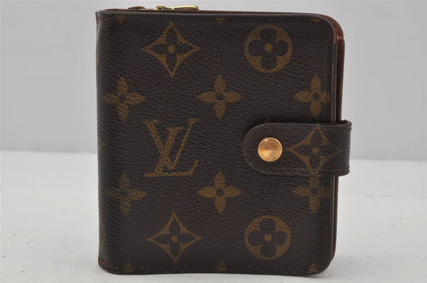 Authentic Louis Vuitton Monogram Compact Zip Bifold Wallet M61667 LV Junk 0161J