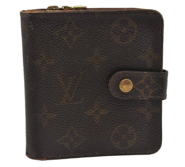 Authentic Louis Vuitton Monogram Compact Zip Bifold Wallet Purse M61667 LV 0162J