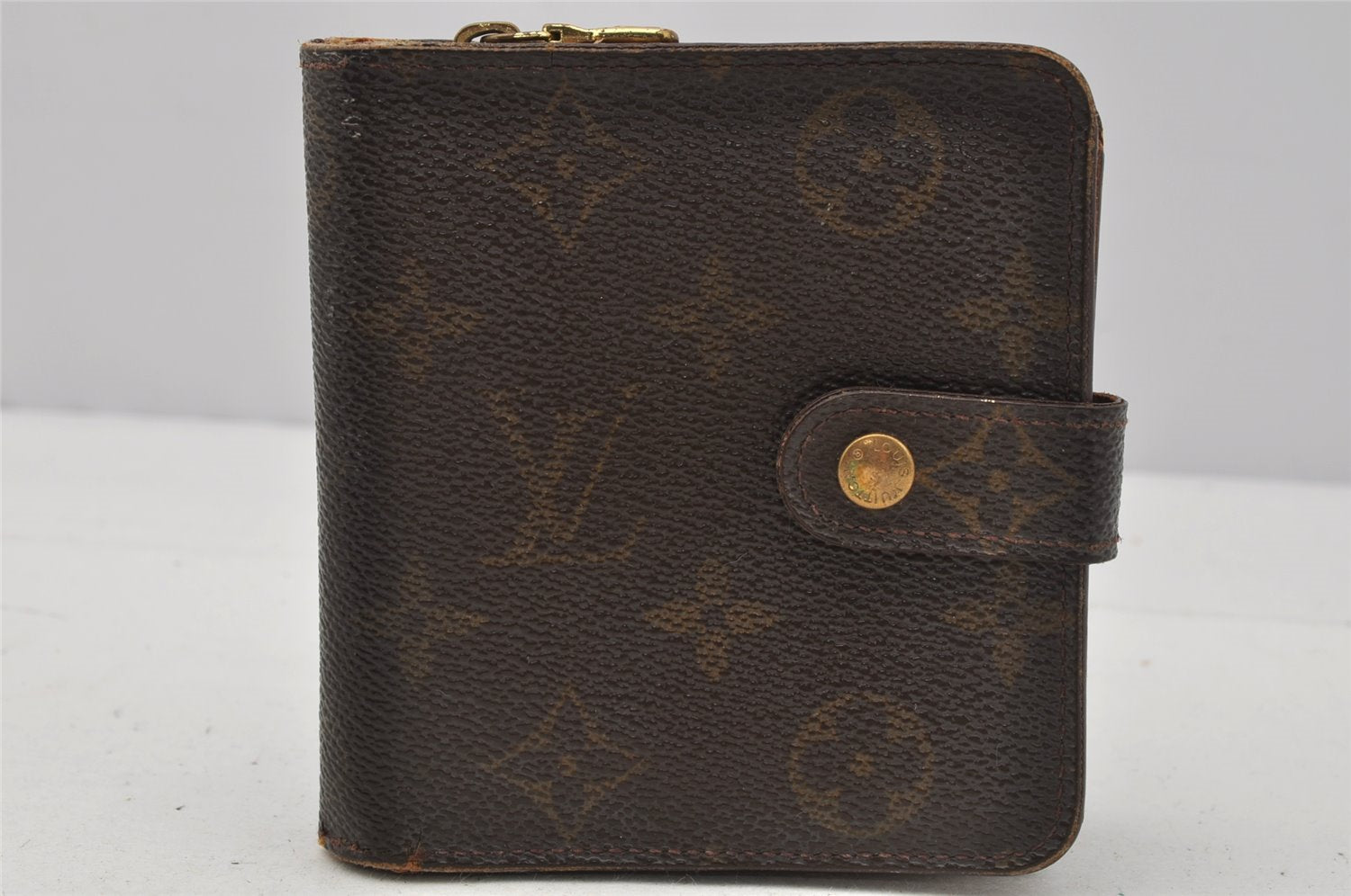 Authentic Louis Vuitton Monogram Compact Zip Bifold Wallet Purse M61667 LV 0162J