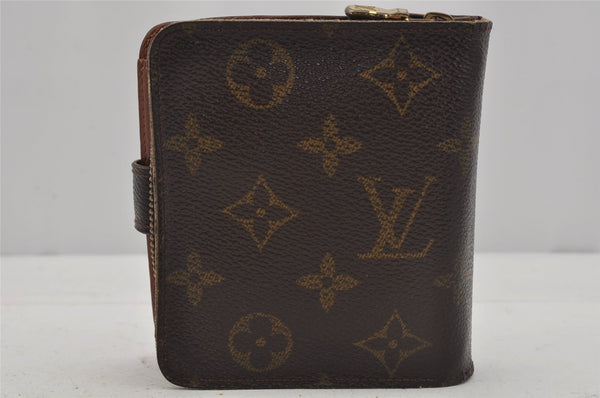 Authentic Louis Vuitton Monogram Compact Zip Bifold Wallet M61667 Junk 0163J