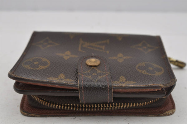 Authentic Louis Vuitton Monogram Compact Zip Bifold Wallet M61667 Junk 0163J