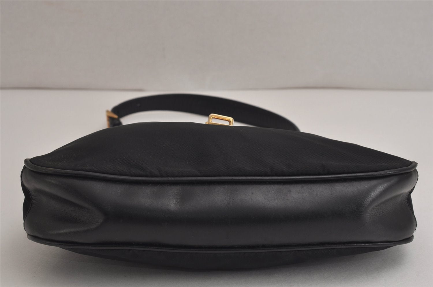 Authentic PRADA Nylon Tessuto Leather Shoulder Hand Bag Purse Black 0163K