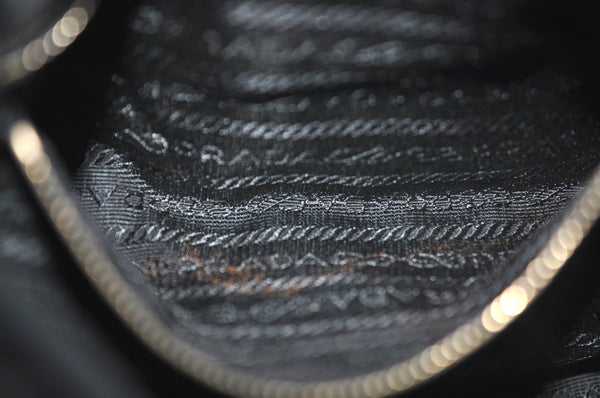 Authentic PRADA Nylon Tessuto Leather Shoulder Hand Bag Purse Black 0163K
