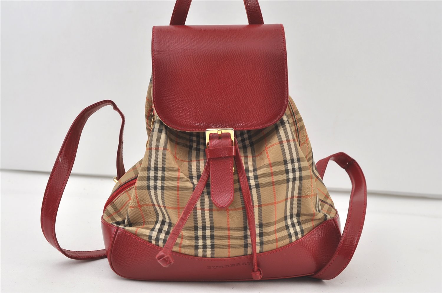 Authentic BURBERRY Nova Check Canvas Leather Backpack Beige Brown Junk 0164K