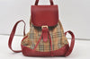 Authentic BURBERRY Nova Check Canvas Leather Backpack Beige Brown Junk 0164K