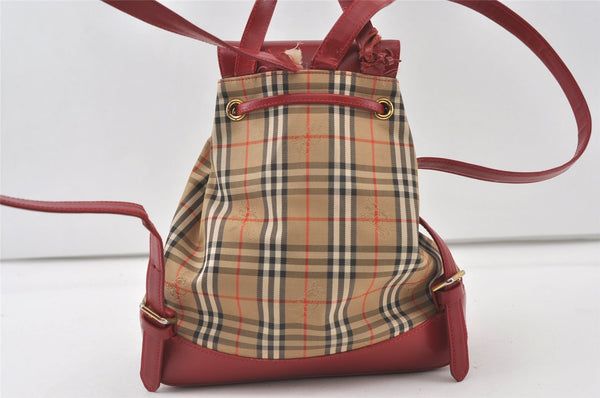 Authentic BURBERRY Nova Check Canvas Leather Backpack Beige Brown Junk 0164K